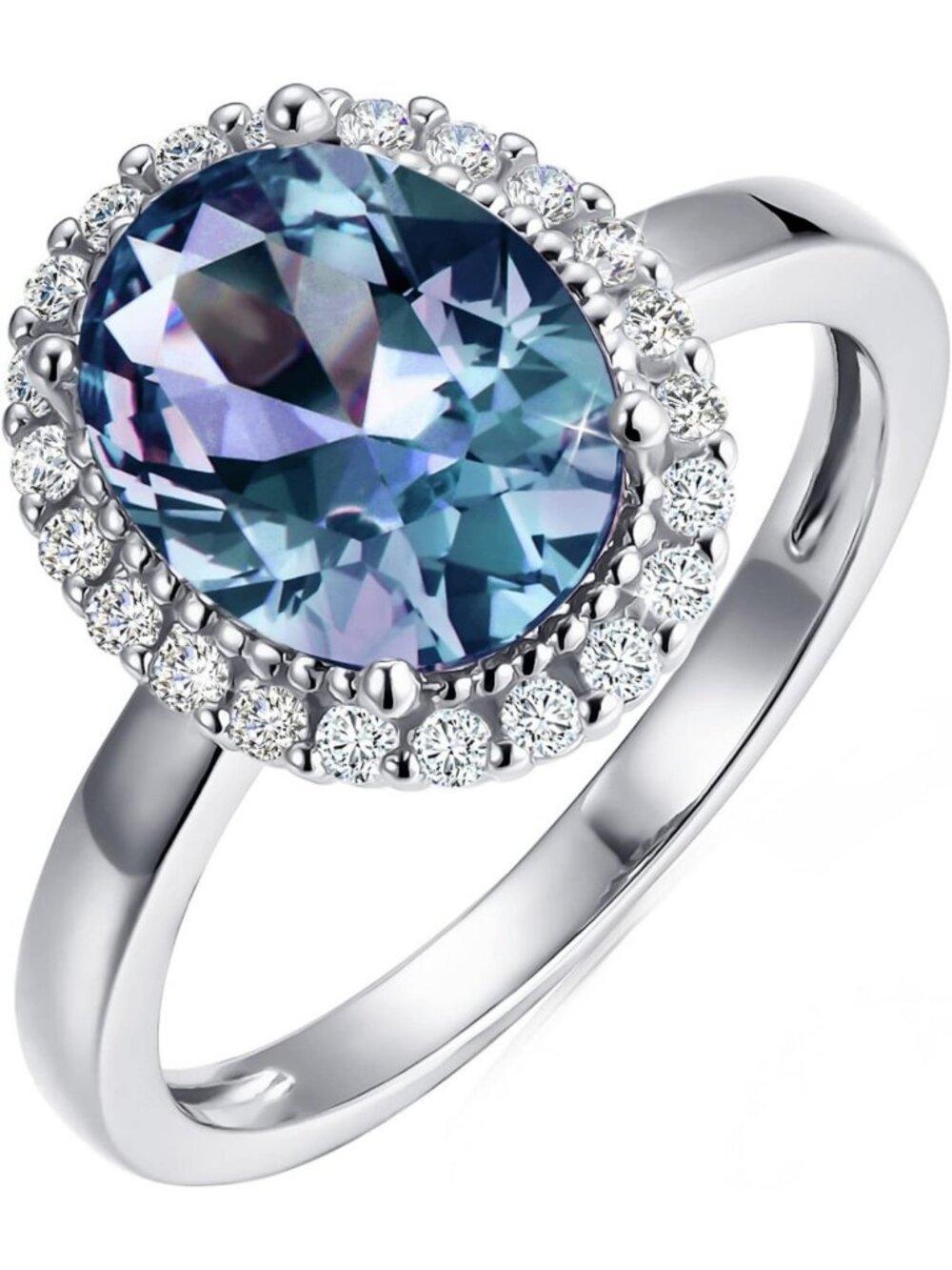 Stunning Color Change Alexandrite Ring in 925 Sterling Silver - June Birthstone